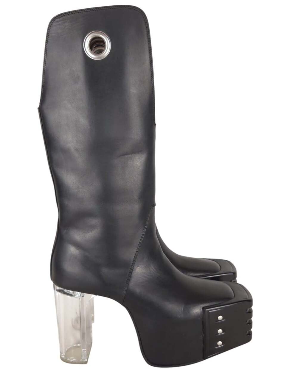 Rick Owens Kowboy Grill Platform Boots US 8 EU 41 Mens Black Clear Kiss Heel